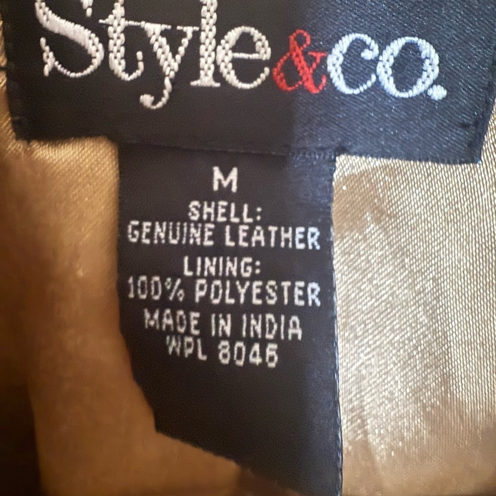 Style & Co. Tan Suede, Genuine Leather Jacket Size Medium - Picture 4 of 4